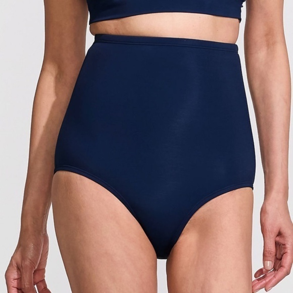 New Lands’ End Women’s High Waisted Bikini Bottoms Size 14 Navy Blue NWOT
